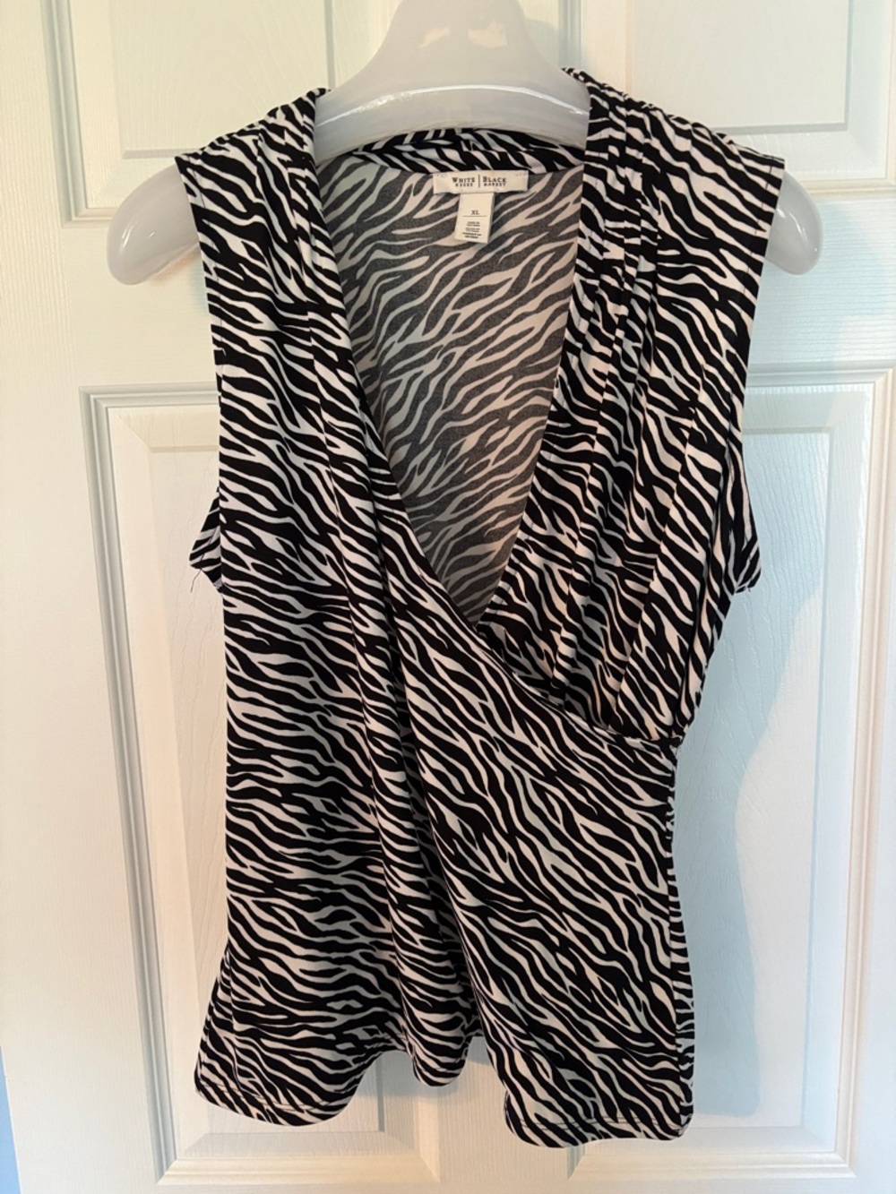 White House Black Market Zebra Print Faux Wrap Tank
